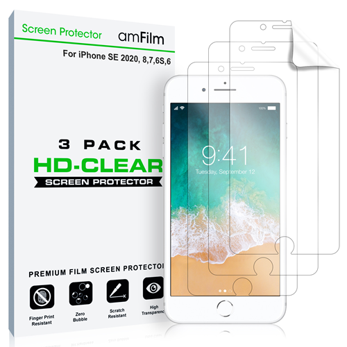 Premium Full Coverage 2.5D Tempered Glass Screen Protector for iPhone SE  (3rd gen & 2nd gen) and iPhone 8/7 - Black - HD Accessory