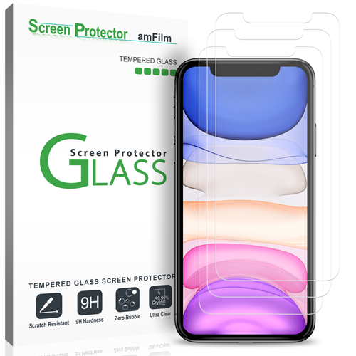  amFilm 3 Pack Tempered Glass Screen Protector for