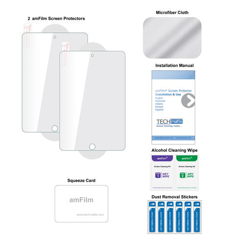 amFilm iPad Mini 5 & 4 Glass Screen Protector 2-Pack - TechMatte