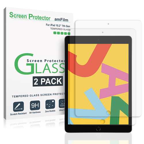 amFilm Screen Protector for New iPad 9 / iPad 8 / iPad 7, Apple Pencil  Compatible, Tempered Glass, 2 Pack