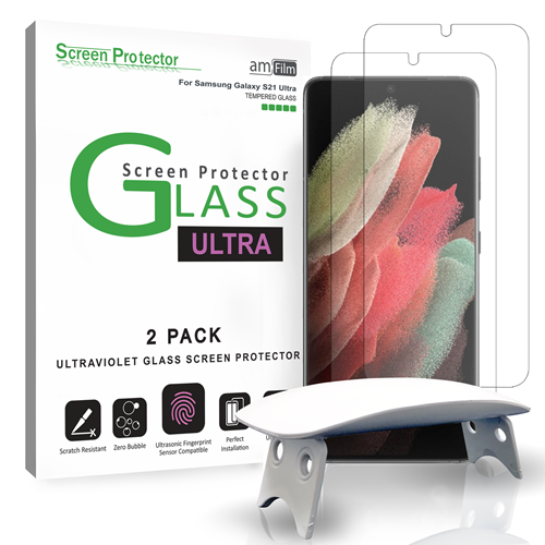 amFilm Galaxy S21 Ultra (2021) Ultra Glass Screen Protector (2-Pack)