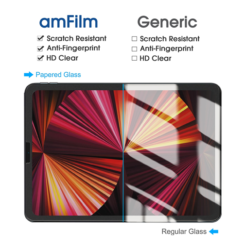 amFilm Verre Trempé Protection écran Compatible avec iPad Air 5/4  (2022/2020) et iPad Pro 11 (2022/2020/2018 Modèles), Couverture Complète  (Install