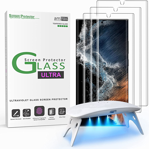 amFilm Galaxy S22 Ultra (6.8” 2022) Ultra Glass Screen Protector (3-Pack)